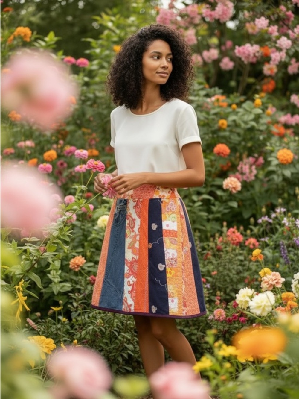 Patchwork Mini Skirt by Uncommon Threads, 
Size 2